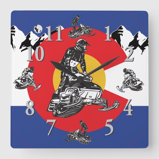 Colorado Flag Snowmobile Clock (Front)