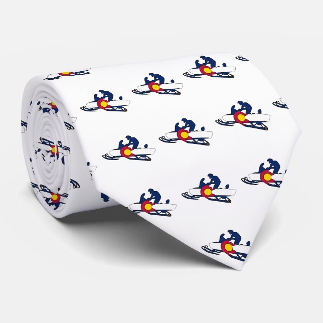 Colorado flag snowmobiler necktie (Rolled)