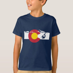 Colorado Flag T-Shirt - Snowboarder - Snowboard