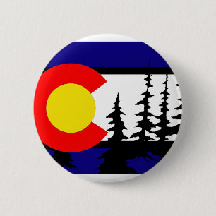 Colorado Flag Tree Silhouette 2 Inch Round Button