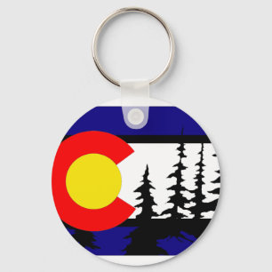Colorado Flag Tree Silhouette Keychain