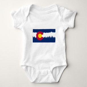 Colorado Flag Treeline Silhouette Baby Bodysuit