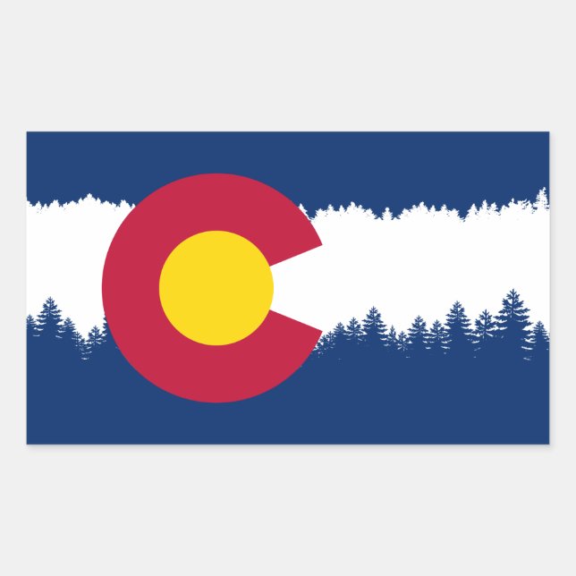 Colorado Flag Treeline Silhouette Sticker (Front)