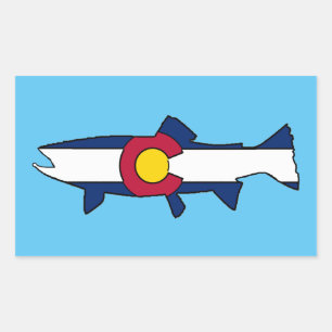 Colorado flag trout fish rectangle stickers