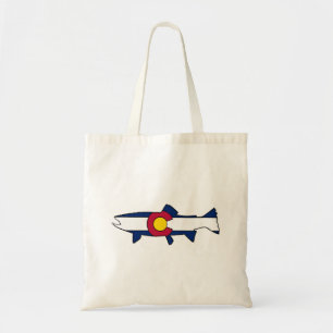 Colorado flag trout fish reusable tote bag