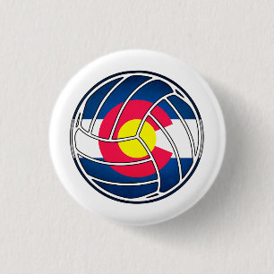Colorado flag volleyball round button