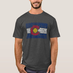 Colorado Flag with City Names Word Art T-Shirt