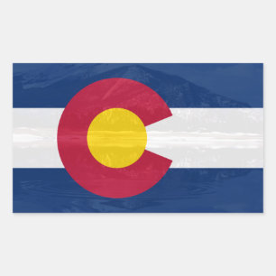 Colorado flag with mountain background sticker