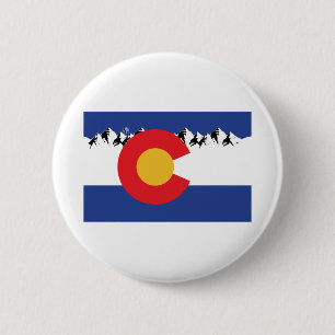 Colorado Flag with Mountains 2 Inch Round Button