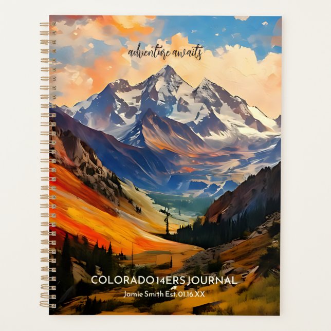 Colorado Fourteener Mountain Peaks Art CO 14ers Planner (Front)