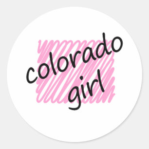 Colorado Girl with Scribbled Colorado Map Classic Round Sticker