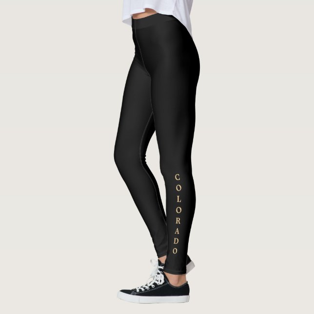 Colorado Gold Lettering Black Leggings (Left)