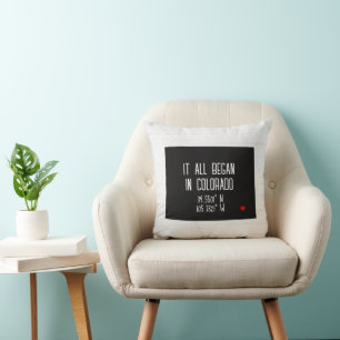 Colorado GPS Coordinates with Heart Throw Pillow