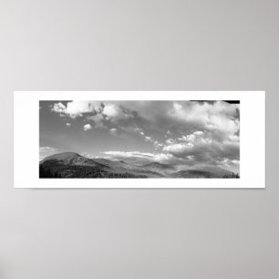 Colorado Hills Panoramic Poster - Black and White