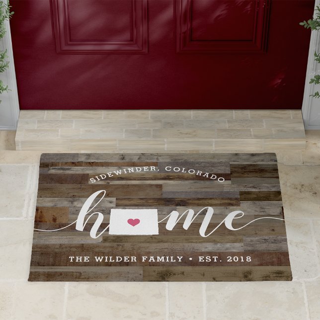 Colorado Home State Personalized Wood Look Doormat (Creator Uploaded)