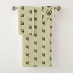 Colorado Lark Bunting Bird Surrounded Claret Cup Bath Towel Set