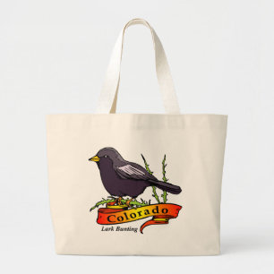 Colorado Lark Bunting Large Tote Bag