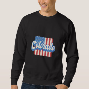 Colorado Map State American Flag 4th Of July Pride Sweatshirt