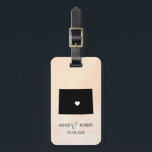 Colorado Map Wedding Luggage Tag, Couple's Name Luggage Tag<br><div class="desc">These state luggage tags make the perfect wedding gift tags or welcome bag tags. Tie it to your gift instead of a typical paper gift tag, and they can use it for months and years to come. Tags have a peach apricot watercolor background. To place the heart at the wedding...</div>