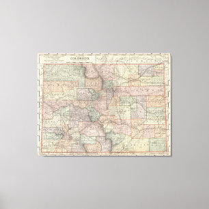 Colorado Map with Cities and Counties (1891) Canvas Print