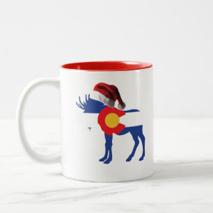 Colorado-Moose Santa Claus Two-Tone Coffee Mug