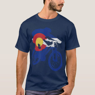 Colorado Mountain Bike MTB Flag Cycling Mountain T-Shirt
