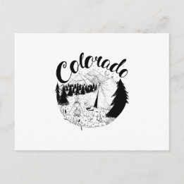 Colorado Mountain Camper Ink Illustration Postcard