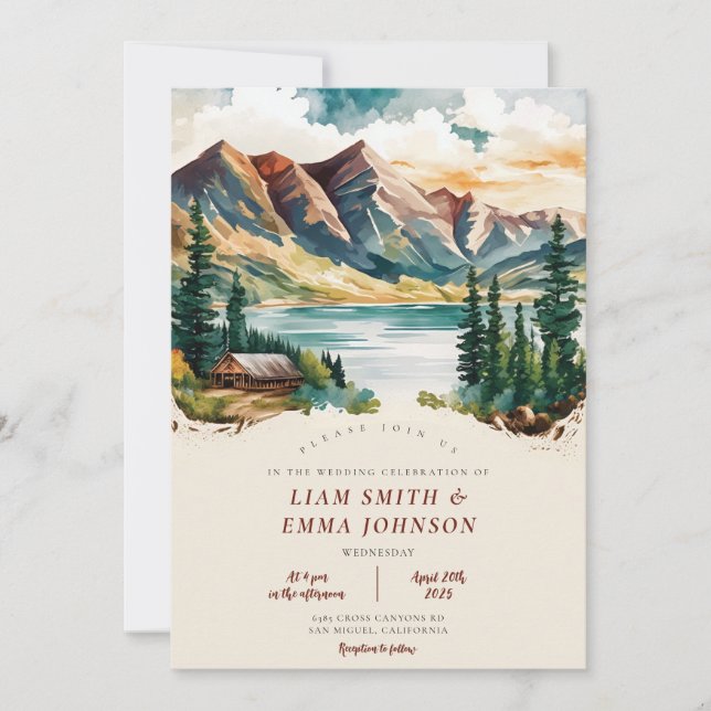 Colorado Mountain Destination Mariage Invitation (Devant)
