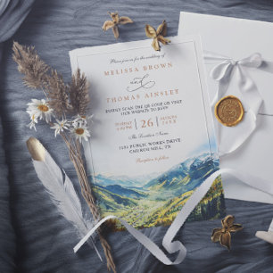 Colorado Mountain Destination QR Code Wedding Invitation
