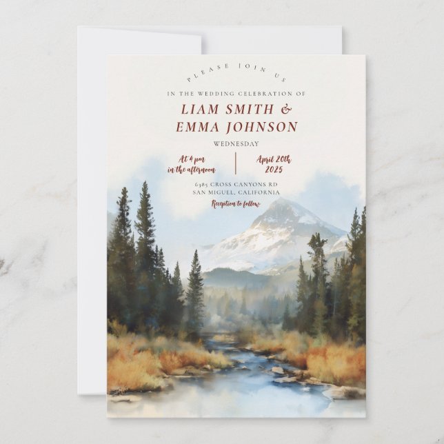 Colorado Mountain Destination Wedding Invitation (Front)