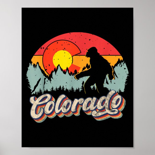 Colorado Mountain Hiking Bigfoot Camng Retro 80s S Poster (Front)