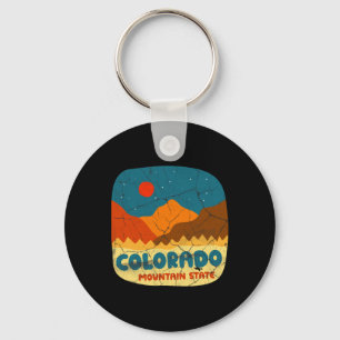Colorado Mountain State Rocky Mountains Retro Tee Keychain