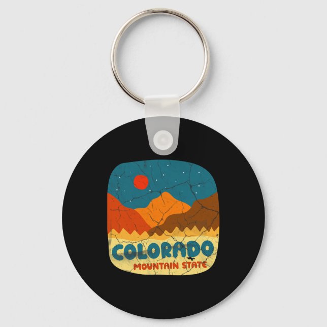 Colorado Mountain State Rocky Mountains Retro Tee  Keychain (Front)