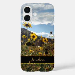 Colorado Mountain Sunflowers Photograph with Name iPhone 16 Case