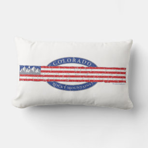 Colorado Mountain USA Flag Lumbar Pillow