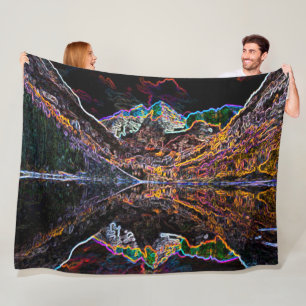 Colorado Mountains Neon Acrylic Art Fleece Blanket