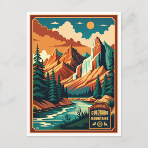 Colorado Mountains Retro Colours Holiday Postcard