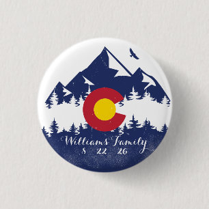 Colorado Mountains Vintage Co Flag Souvenirs 1 Inch Round Button