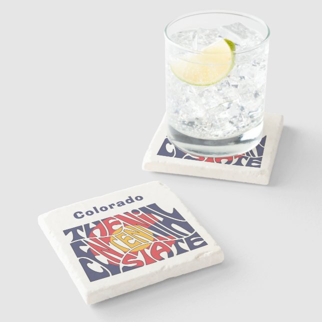 Colorado Nickname Word Art Stone Coaster (Side)