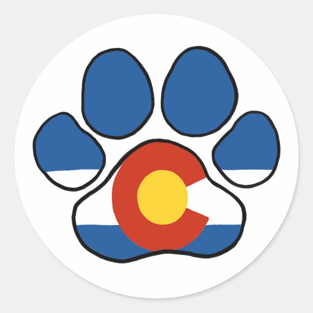 Colorado Paw Round Sticker (Front)