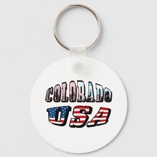 Colorado Picture and USA Text Keychain (Front)