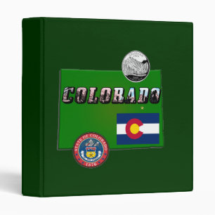 Colorado Picture Text, Flag, Seal, Quarter, Map Binder