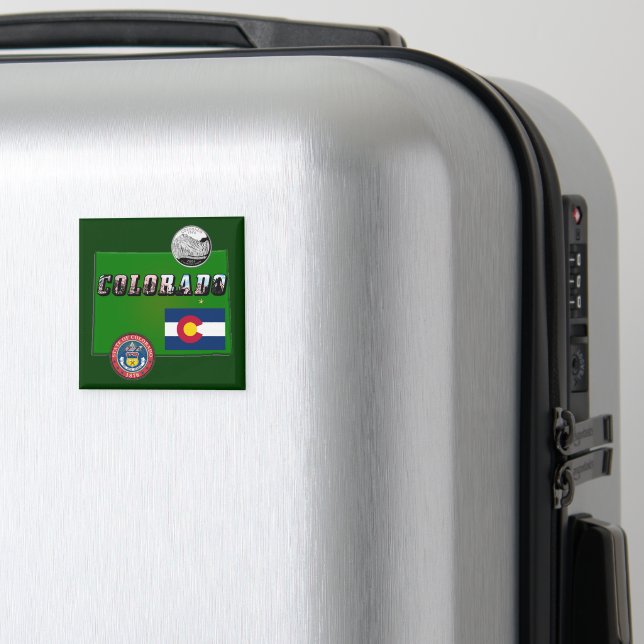 Colorado Picture Text, Flag, Seal, Quarter, Map Magnet (In Situ (Luggage))