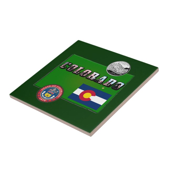 Colorado Picture Text, Flag, Seal, Quarter, Map Tile (Side)