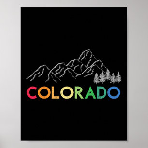 Colorado Pride Hiking Rainbow Retro Vintage Mounta Poster
