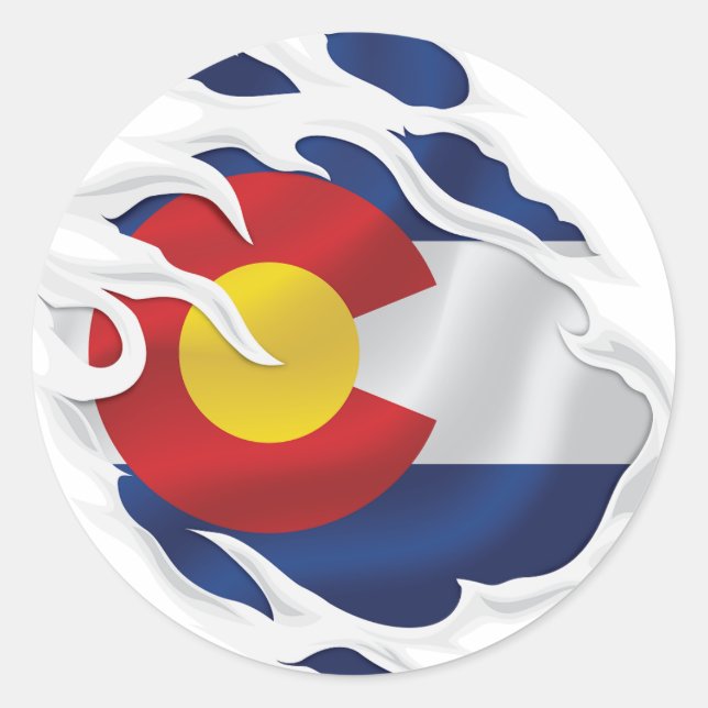 Colorado Ripped Flag Classic Round Sticker (Front)