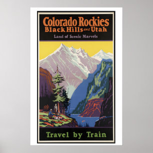 Colorado Rockies National Parks Vintage Travel Poster
