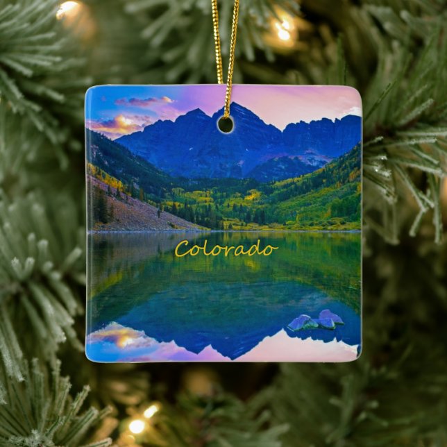 Colorado Rocky Mountains and Lake Ceramic Ornament (Tree)