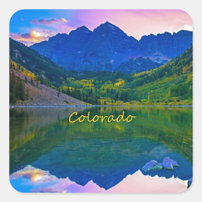 Colorado Rocky Mountains and Lake Square Sticker (Front)