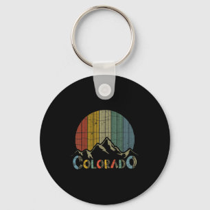 Colorado rocky mountains retro skiing camping keychain